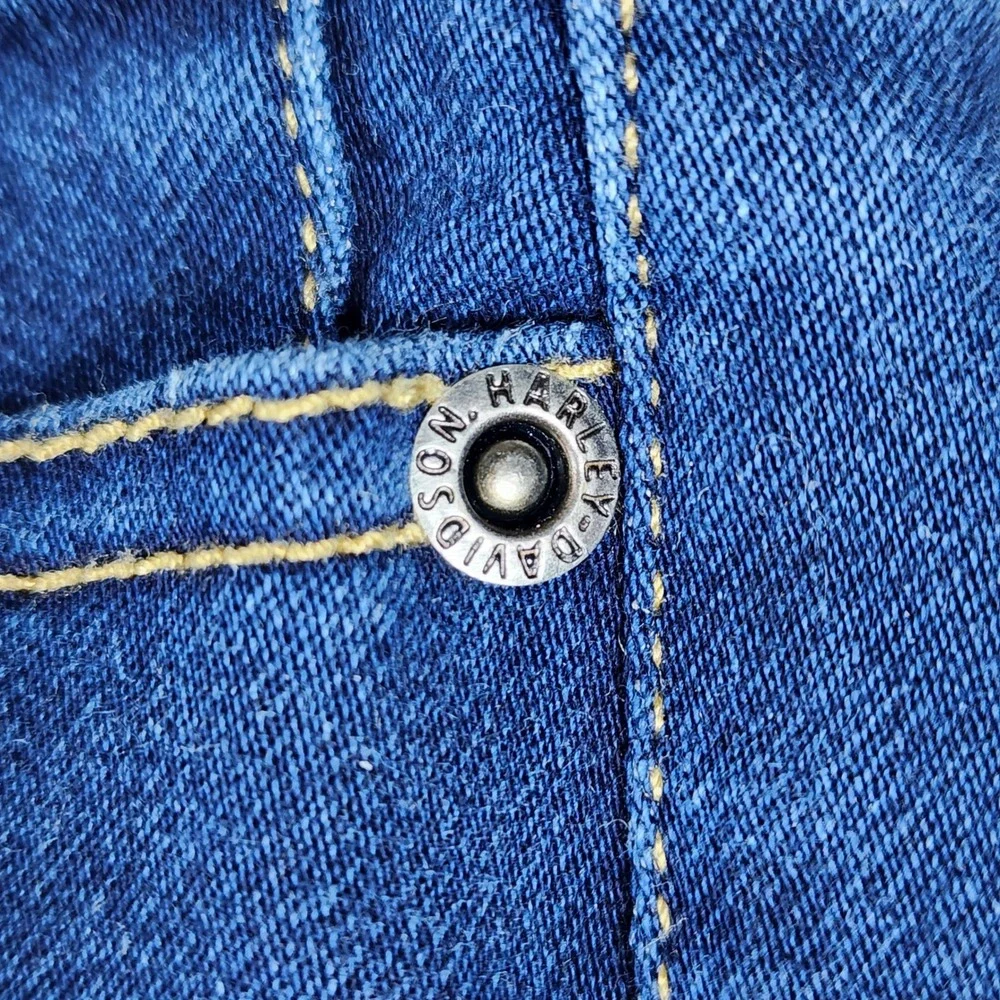 Harley Davidson Boot Cut Jeans Womens 31 Blue Pull On Stretch Denim - Never Worn